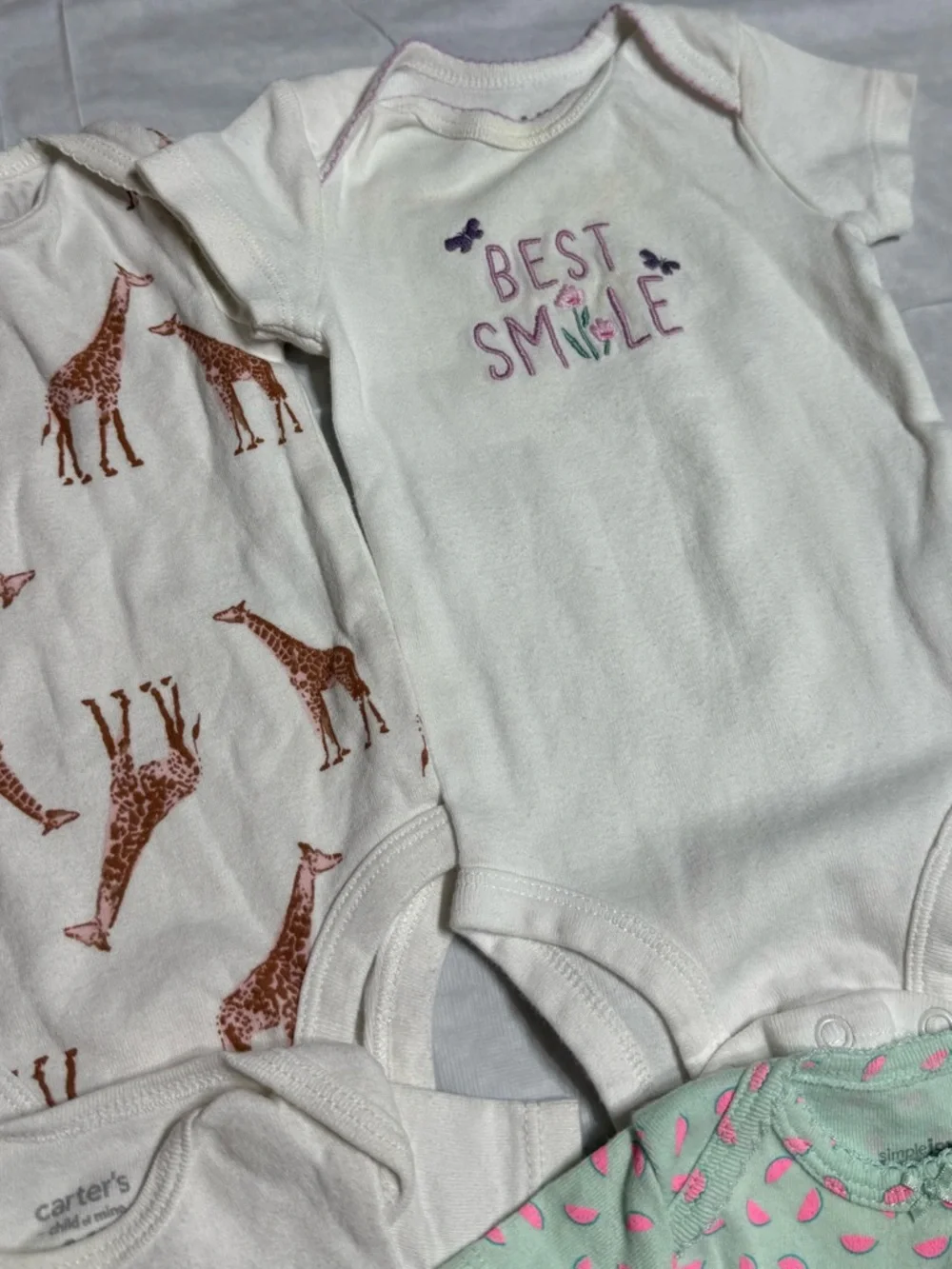 Carter's Baby Girl Short Sleeve Onesies Bodysuits Bundle Size 0-3 Months